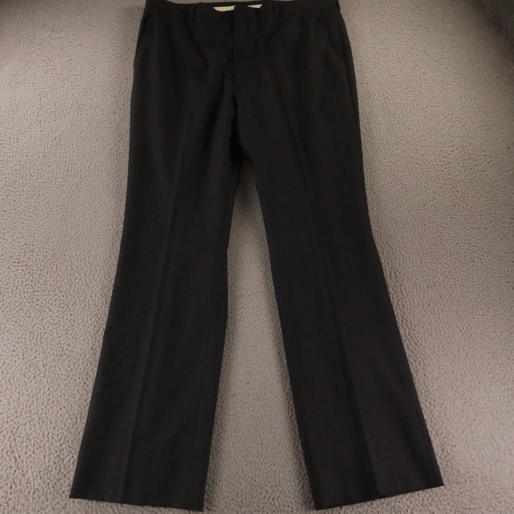 VTG Hopsack Pants Mens 38 Gray Polyester Wool Slacks 38x34